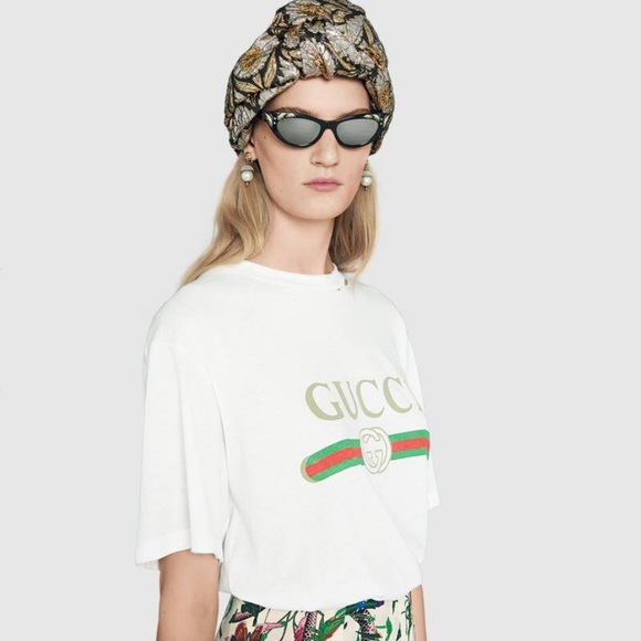 Gucci Tops Gucci Womens Oversized Tshirt With Gucci Logo Poshmark